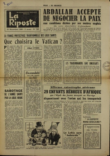 La Riposte N°132 (22 nov. 1949)